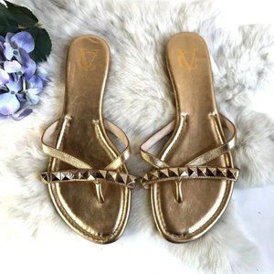 Vince Camuto Women's Leather Sandal Flip Flop Bling Crystals Size 9